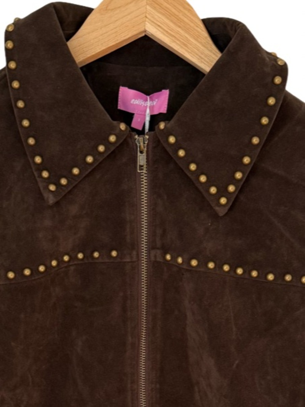 Edikted Memphis Studded Faux Suede Western Cowboy Jacket Brown NWT Size S - Picture 7 of 11